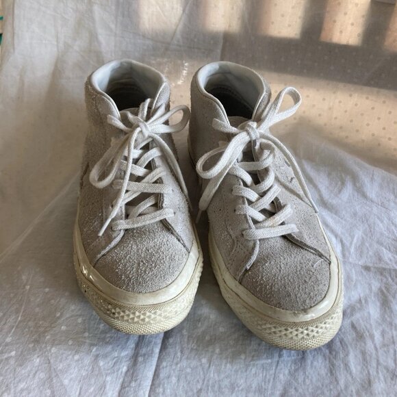 Converse One Star Mid suede sneakers Color "Egret" Rare!! Awesome! W 6.5/ M 4.5 - Picture 3 of 8